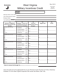 Schedule J West Virginia Military Incentives Credit - West Virginia