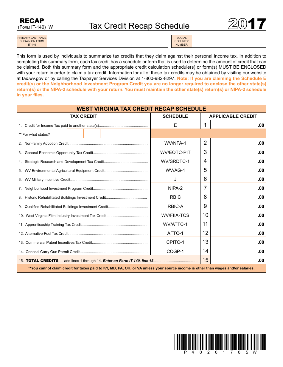 Fillable West Virginia Tax Form It 140 - Printable Forms Free Online