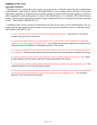 Application Form for Approval of Qualified Trust for Children With Autism Form - West Virginia Children With Autism Trust Board - West Virginia, Page 3