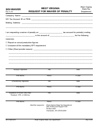 Document preview: Form SEV-WAIVER Request for Waiver of Penalty - West Virginia