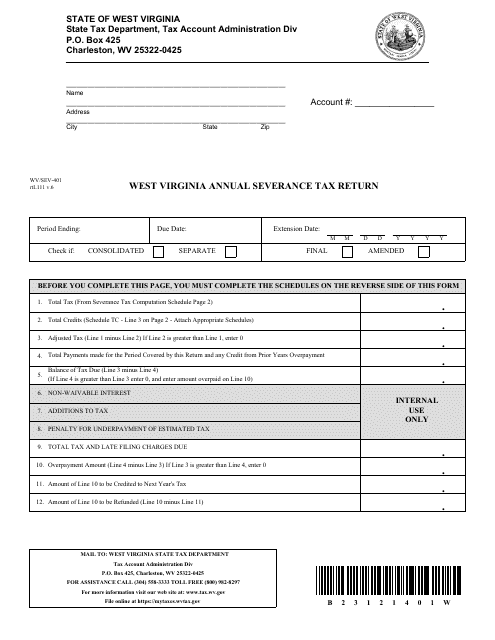 Form WV/SEV-401  Printable Pdf