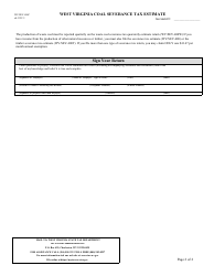 Form WV/SEV-400c &quot;Coal Severance Tax Estimate&quot; - West Virginia, Page 2
