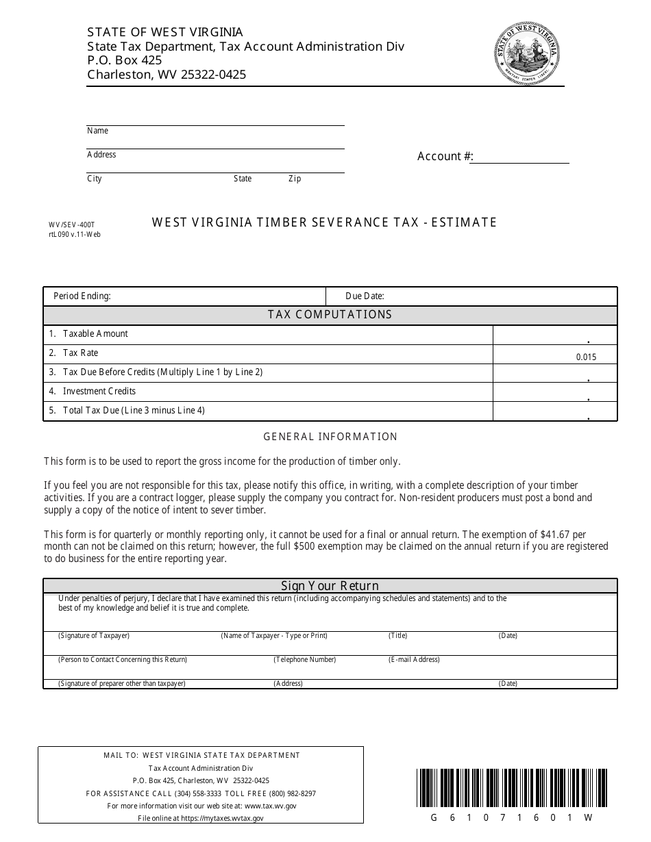 Form WV/SEV400t Fill Out, Sign Online and Download Printable PDF