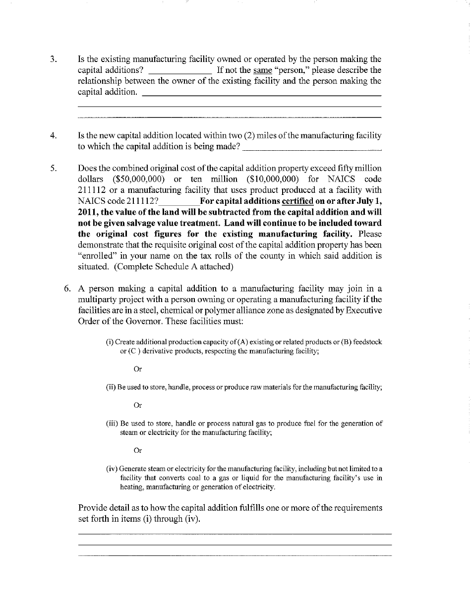 Application Form for Ad Valorem Property Tax Treatment as Certified Capital Addition Property - West Virginia, Page 2