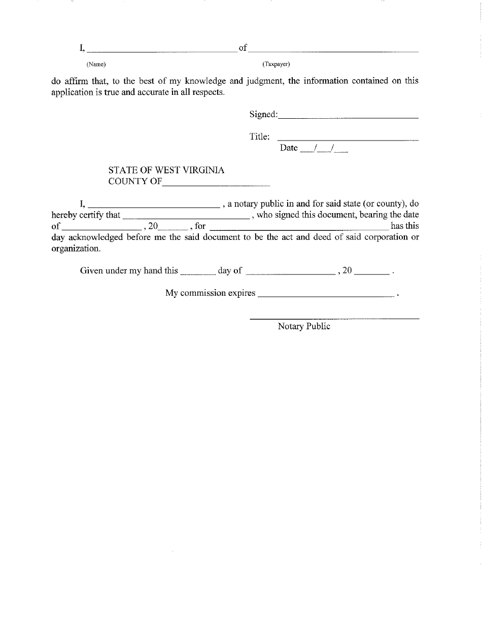 Application Form for Ad Valorem Property Tax Treatment as Certified Capital Addition Property - West Virginia, Page 4