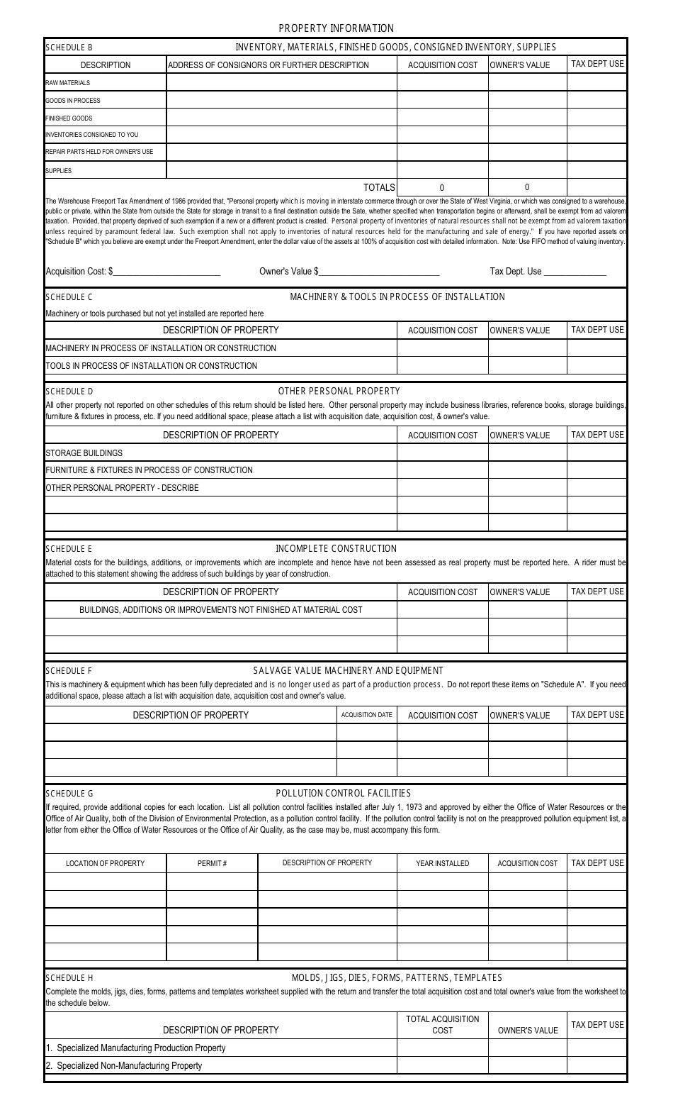 Form STC12:32I Industrial Business Property Return - West Virginia, Page 3