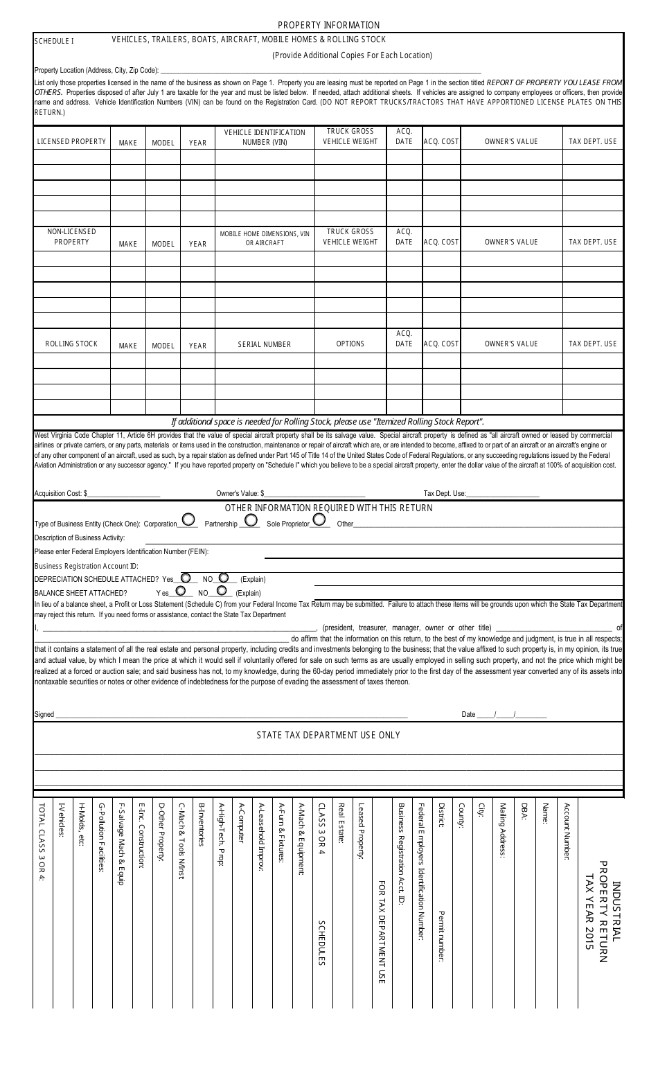 Form STC12:32I Industrial Business Property Return - West Virginia, Page 4