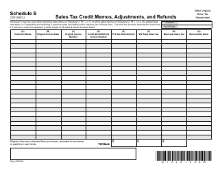 Document preview: Form CST-200CU Schedule S Sales Tax Credit Memos, Adjustments, and Refunds - West Virginia