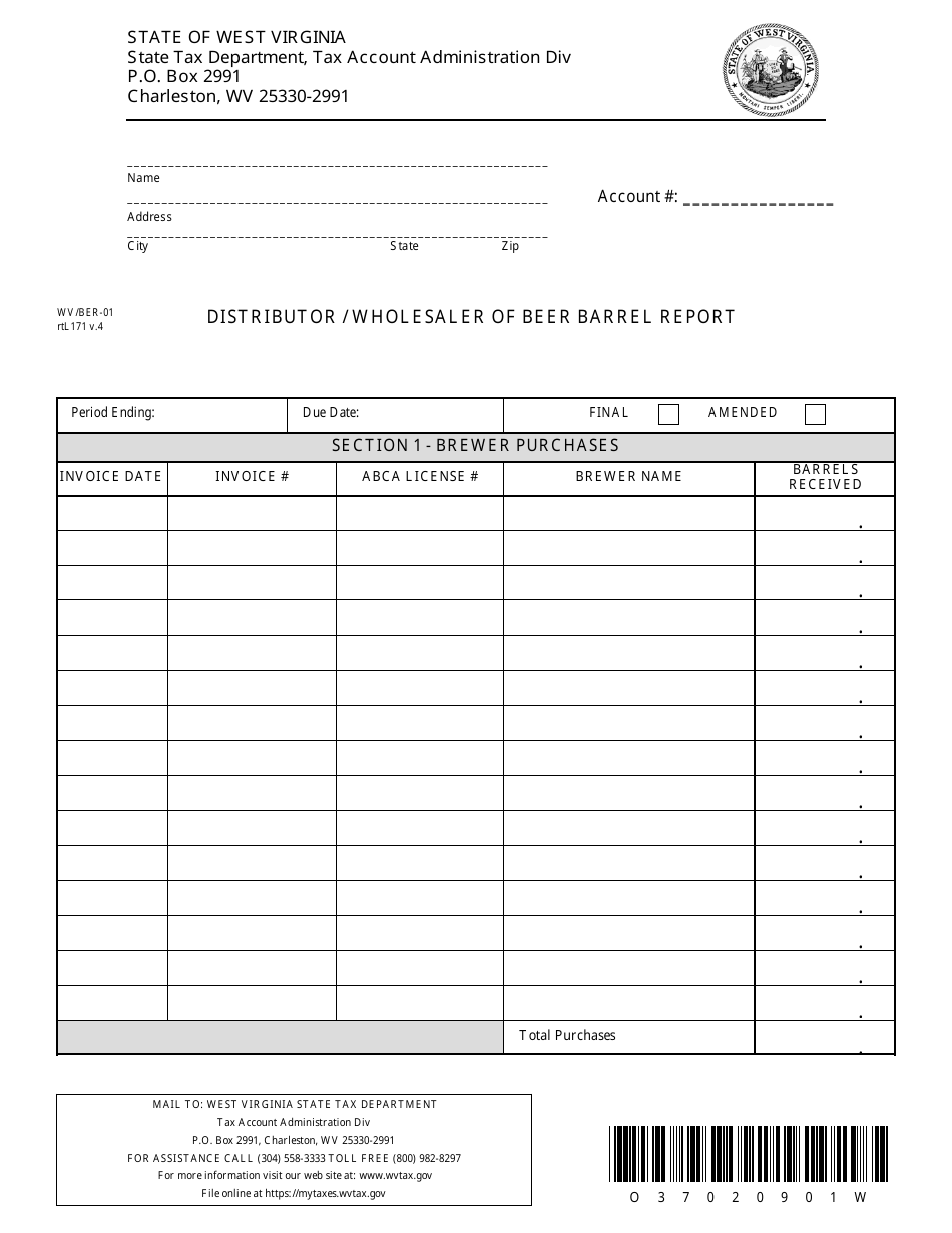 Form WV/BER-01 - Fill Out, Sign Online and Download Printable PDF, West ...