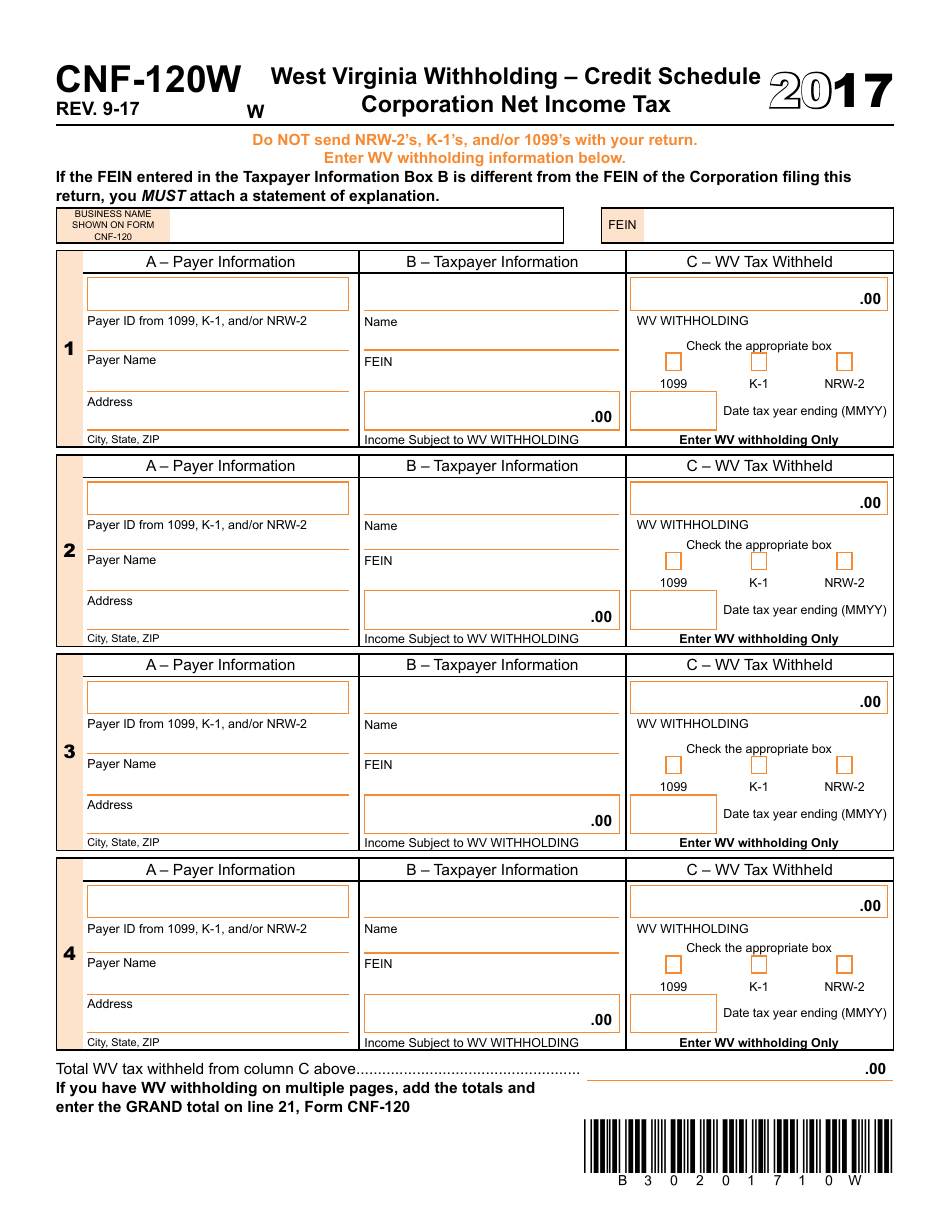 Form CNF120w 2017 Fill Out, Sign Online and Download Printable PDF