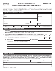 Document preview: Form VEN-1 Venture Capital Account Investment Fund Registration Application - Virginia