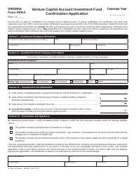 Document preview: Form VEN-2 Venture Capital Account Investment Fund Confirmation Application - Virginia