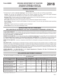 Document preview: Form 800ES Insurance Premiums License Tax Estimated Tax Payment Vouchers - Virginia