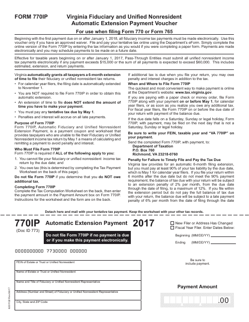 Form 770IP 2017 Printable Pdf