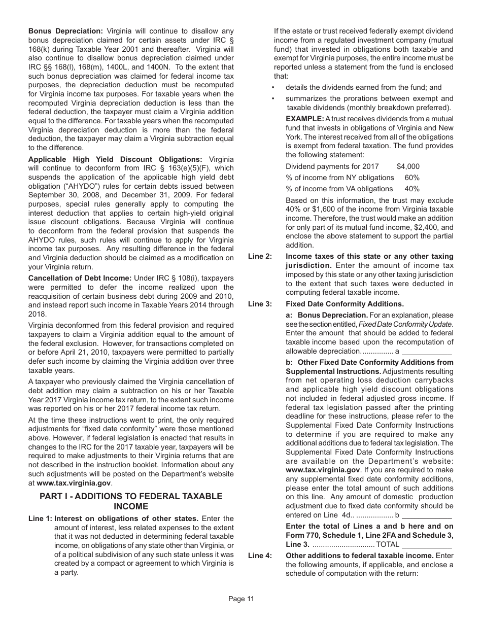 Instructions for Form 770 Virginia Fiduciary Income Tax - Virginia, Page 13