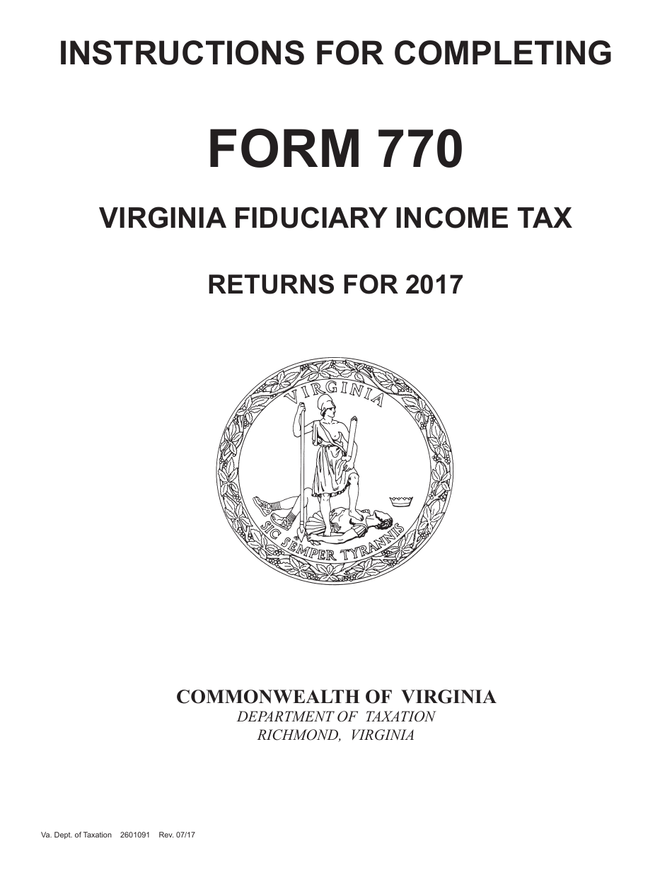 Instructions for Form 770 Virginia Fiduciary Income Tax - Virginia, Page 1