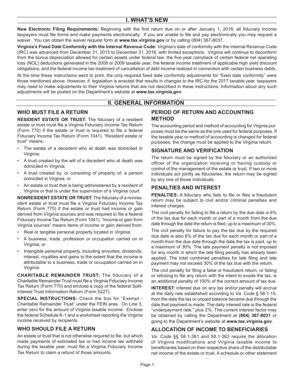 Instructions for Form 770 Virginia Fiduciary Income Tax - Virginia, Page 3