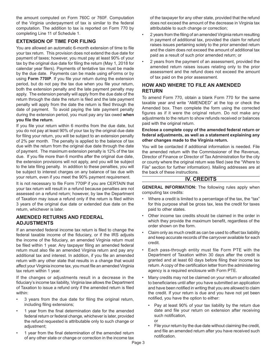 Instructions for Form 770 Virginia Fiduciary Income Tax - Virginia, Page 5