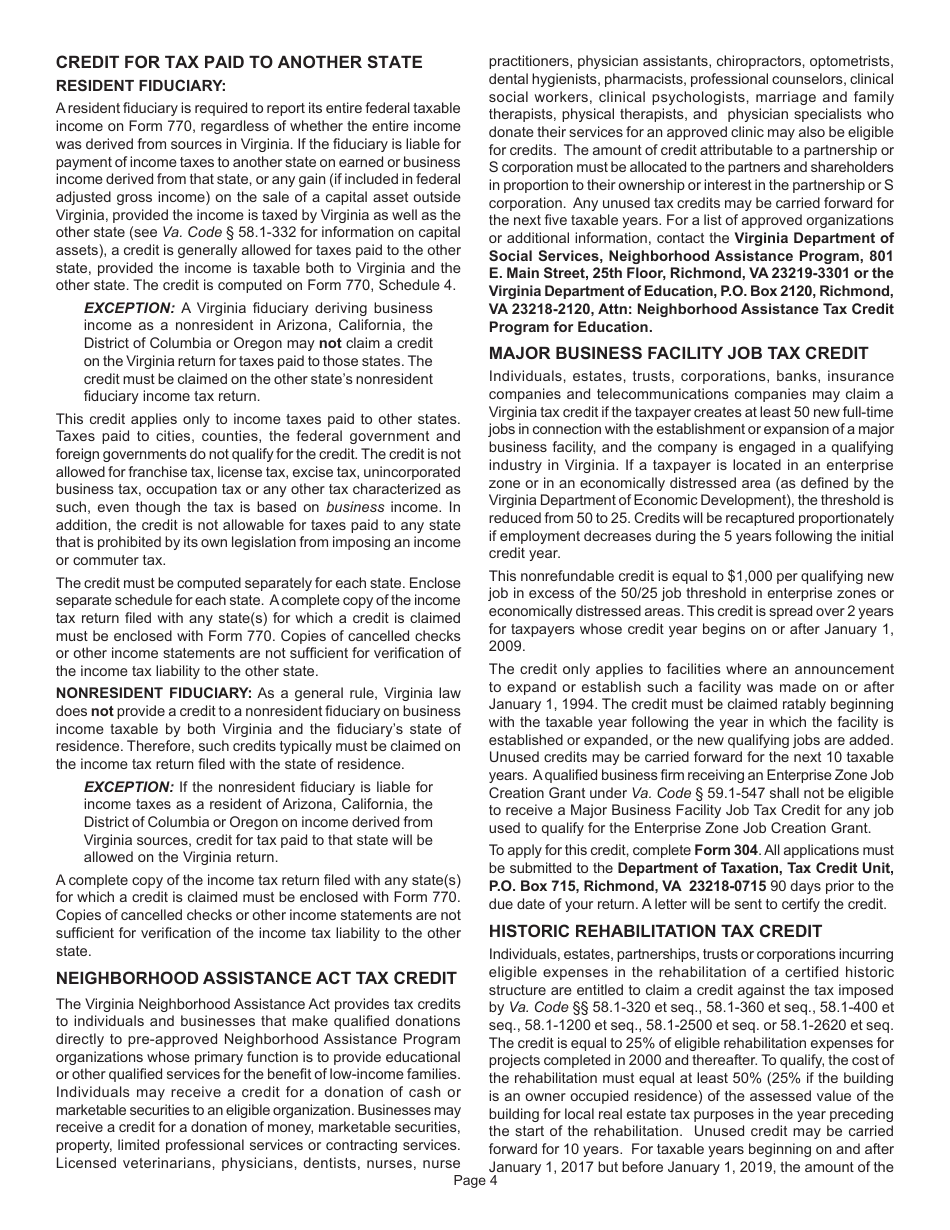 Instructions for Form 770 Virginia Fiduciary Income Tax - Virginia, Page 6