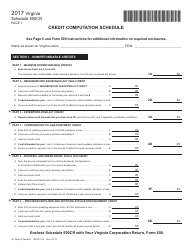 Document preview: Form 2601011-W Schedule 500CR Credit Computation Schedule - Virginia, 2017