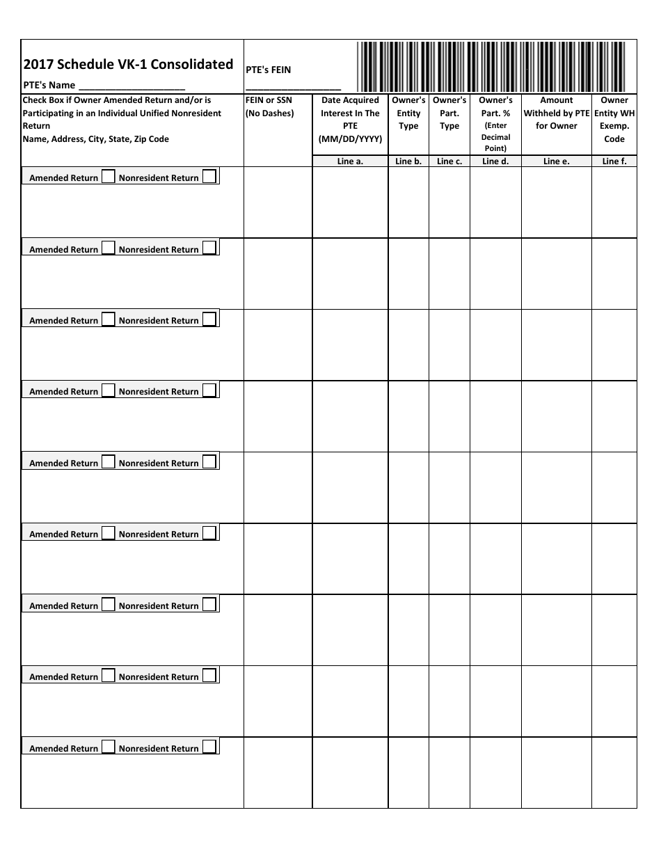 Schedule VK-1 Consolidated - Virginia, Page 1