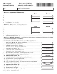 Document preview: Schedule 502ADJ Pass-Through Entity Schedule of Adjustments - Virginia