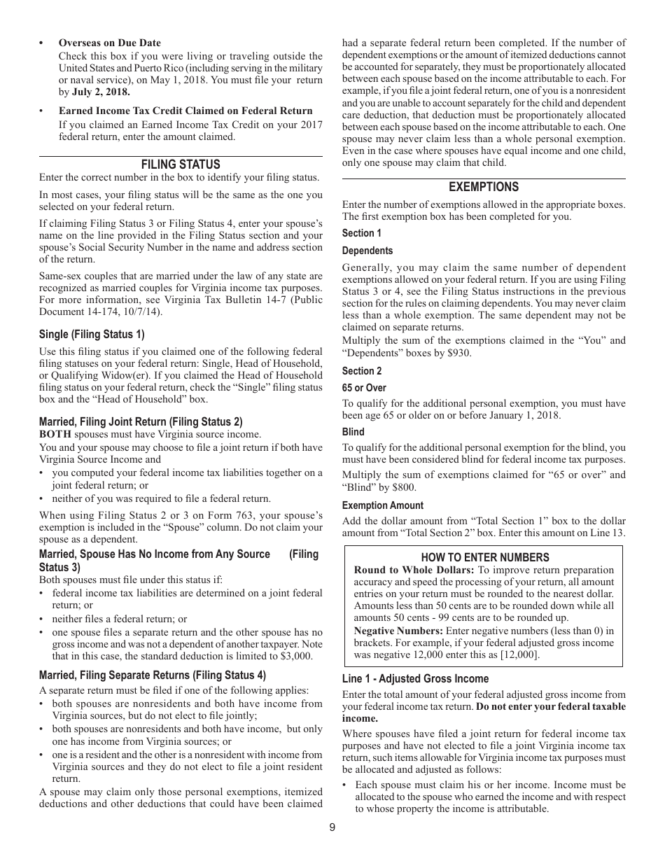 Instructions for Form 763 Nonresident Individual Income Tax - Virginia, Page 15