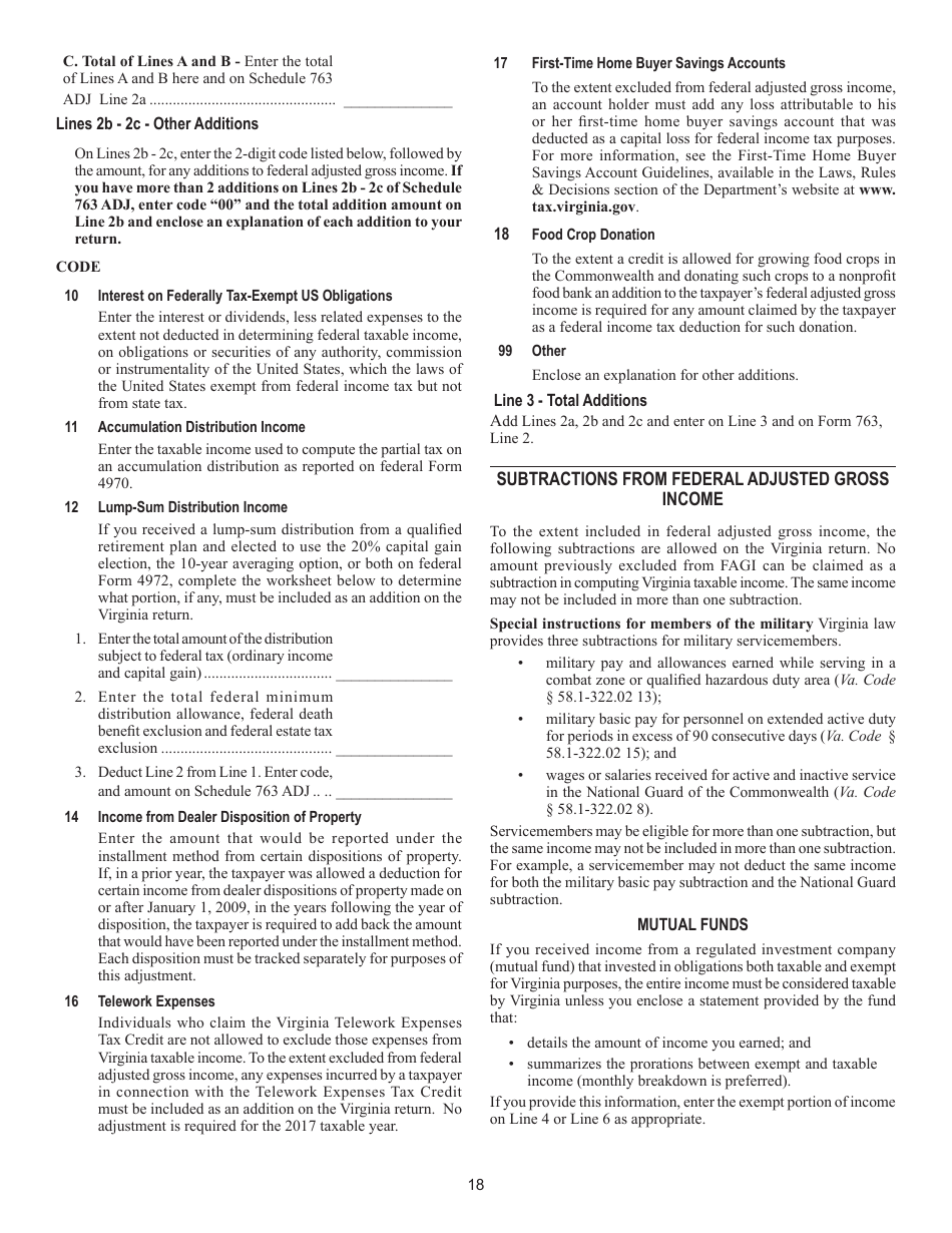 Instructions for Form 763 Nonresident Individual Income Tax - Virginia, Page 24