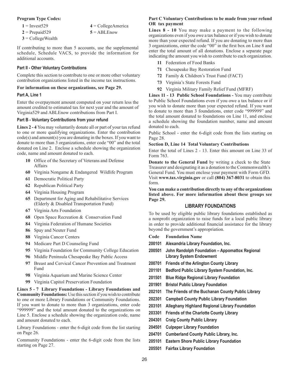 Instructions for Form 763 Nonresident Individual Income Tax - Virginia, Page 32