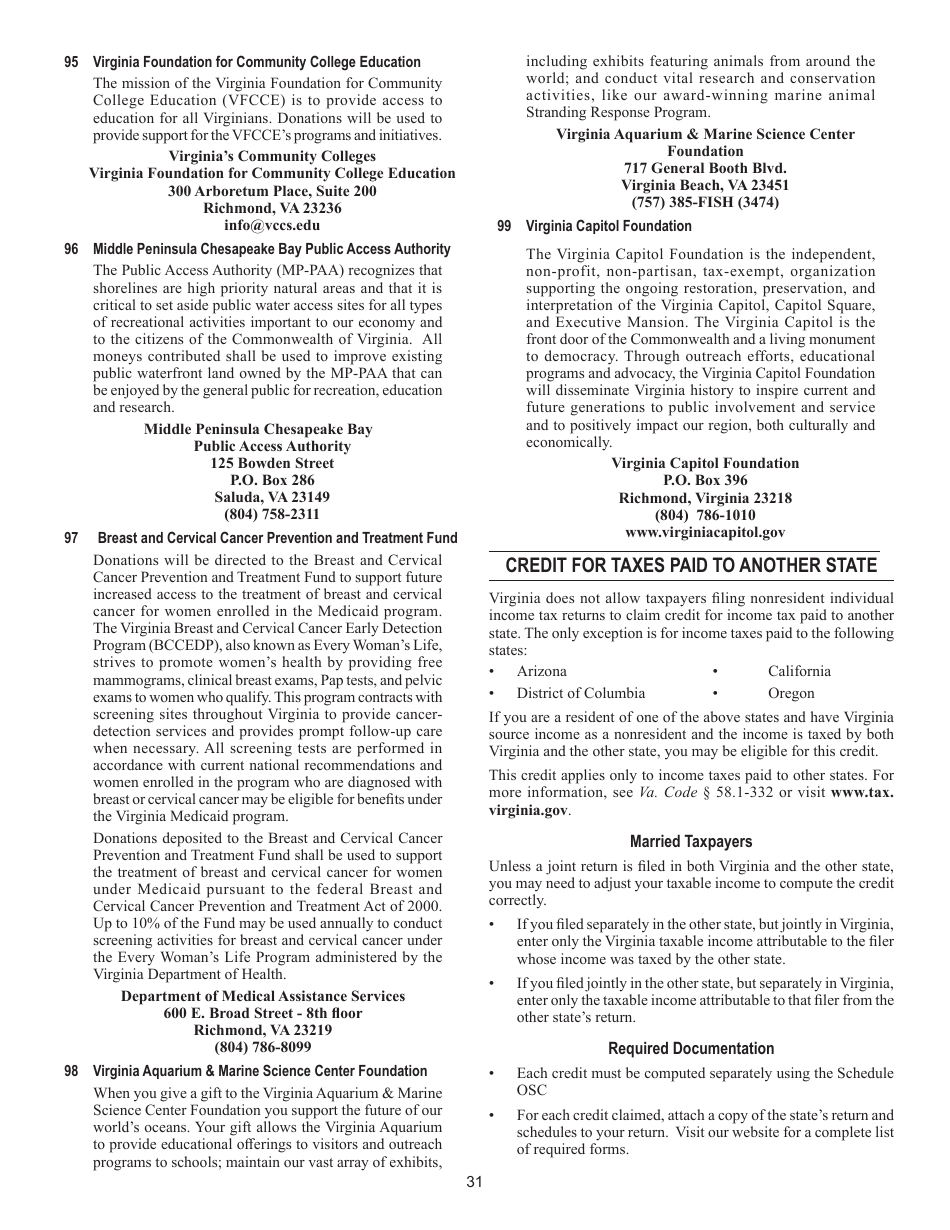 Instructions for Form 763 Nonresident Individual Income Tax - Virginia, Page 37