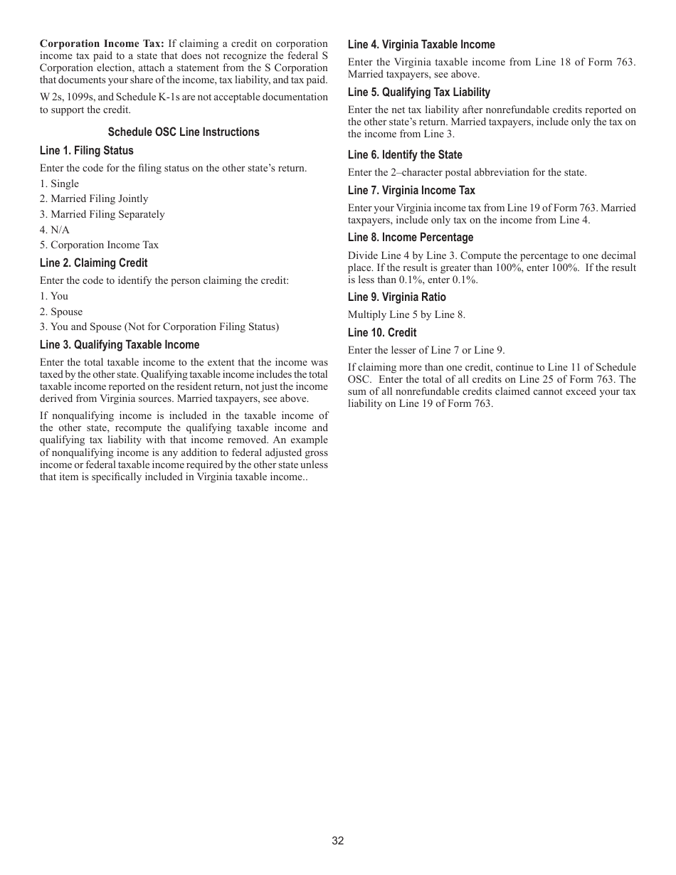 Instructions for Form 763 Nonresident Individual Income Tax - Virginia, Page 38