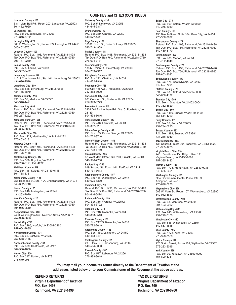 Instructions for Form 763 Nonresident Individual Income Tax - Virginia, Page 48