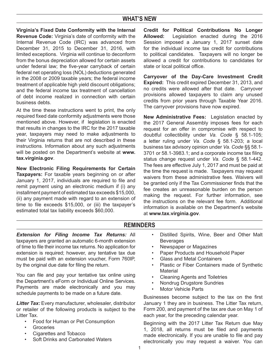 Instructions for Form 763 Nonresident Individual Income Tax - Virginia, Page 7