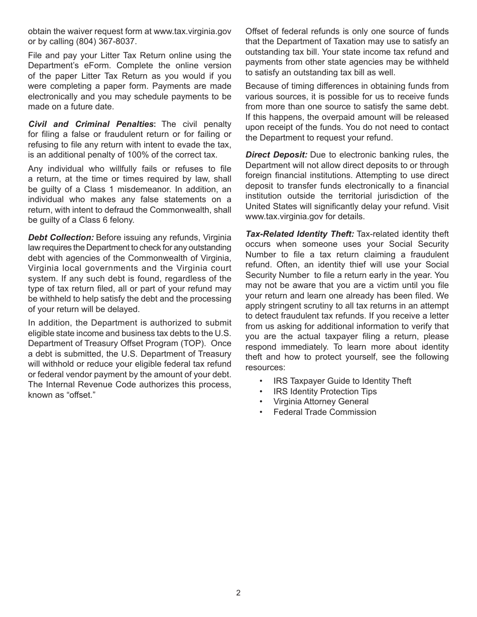 Instructions for Form 763 Nonresident Individual Income Tax - Virginia, Page 8