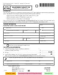 VT Form SCT-603 Solar Energy Capacity Tax - Vermont