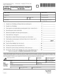 Document preview: VT Form TPP-651 Telephone Personal Property Tax Return - Vermont