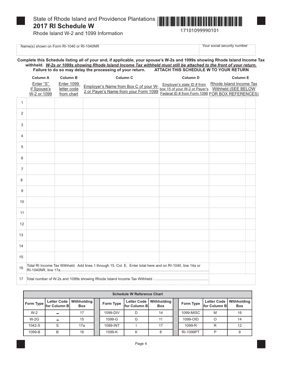 Form RI-1040 Resident Individual Income Tax Return - Rhode Island, Page 4