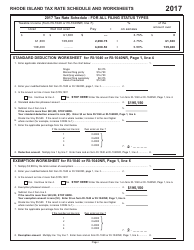 Document preview: Rhode Island Tax Rate Schedule and Worksheets - Rhode Island