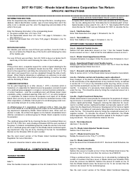Instructions for Form RI-1120C Rhode Island Business Corporation Tax Return - Rhode Island