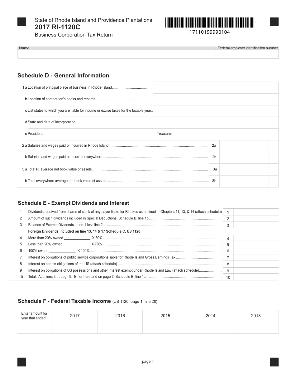 Form RI-1120C - 2017 - Fill Out, Sign Online And Download Fillable PDF ...