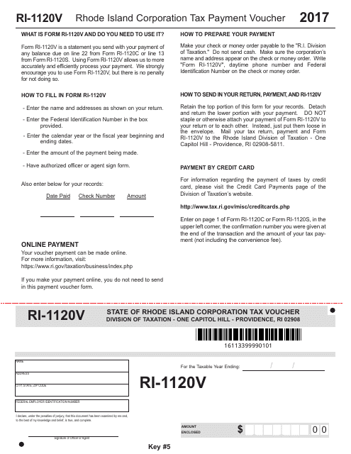 Form RI-1120V 2017 Printable Pdf