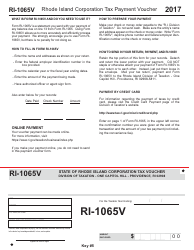 Document preview: Form RI-1065V Rhode Island Corporation Tax Payment Voucher - Rhode Island