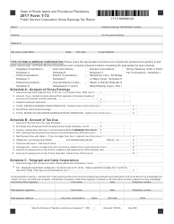 Document preview: Form T-72 Public Service Corporation Gross Earnings Tax Return - Rhode Island