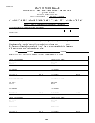 Form TX-16 Claim for Refund of Temporary Disability Insurance Tax - Rhode Island