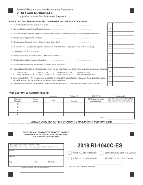 Form RI-1040C-ES 2018 Printable Pdf