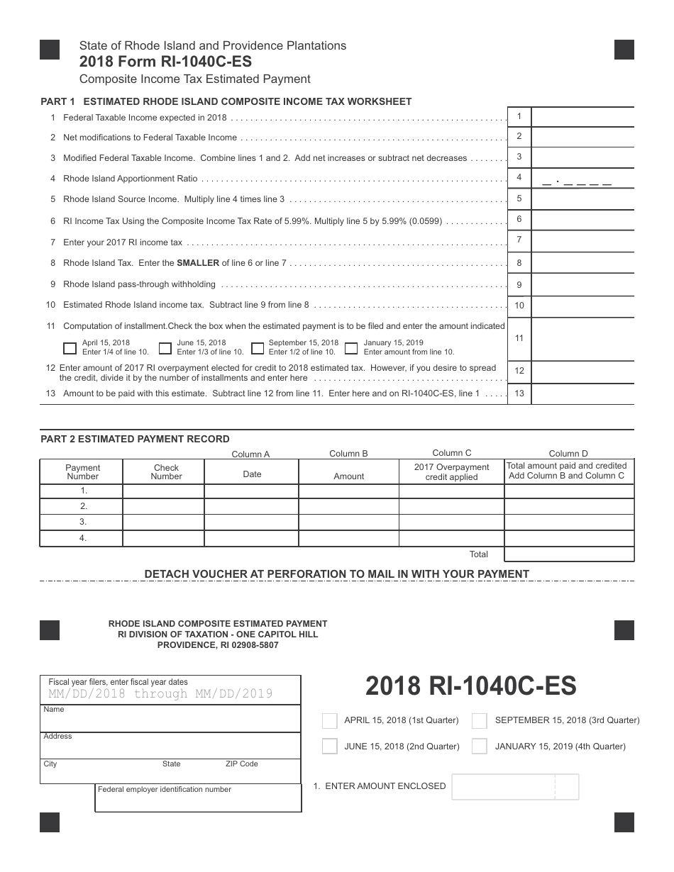 Form Ri 1040c Es 2018 Fill Out Sign Online And Download Printable Pdf Rhode Island 0739