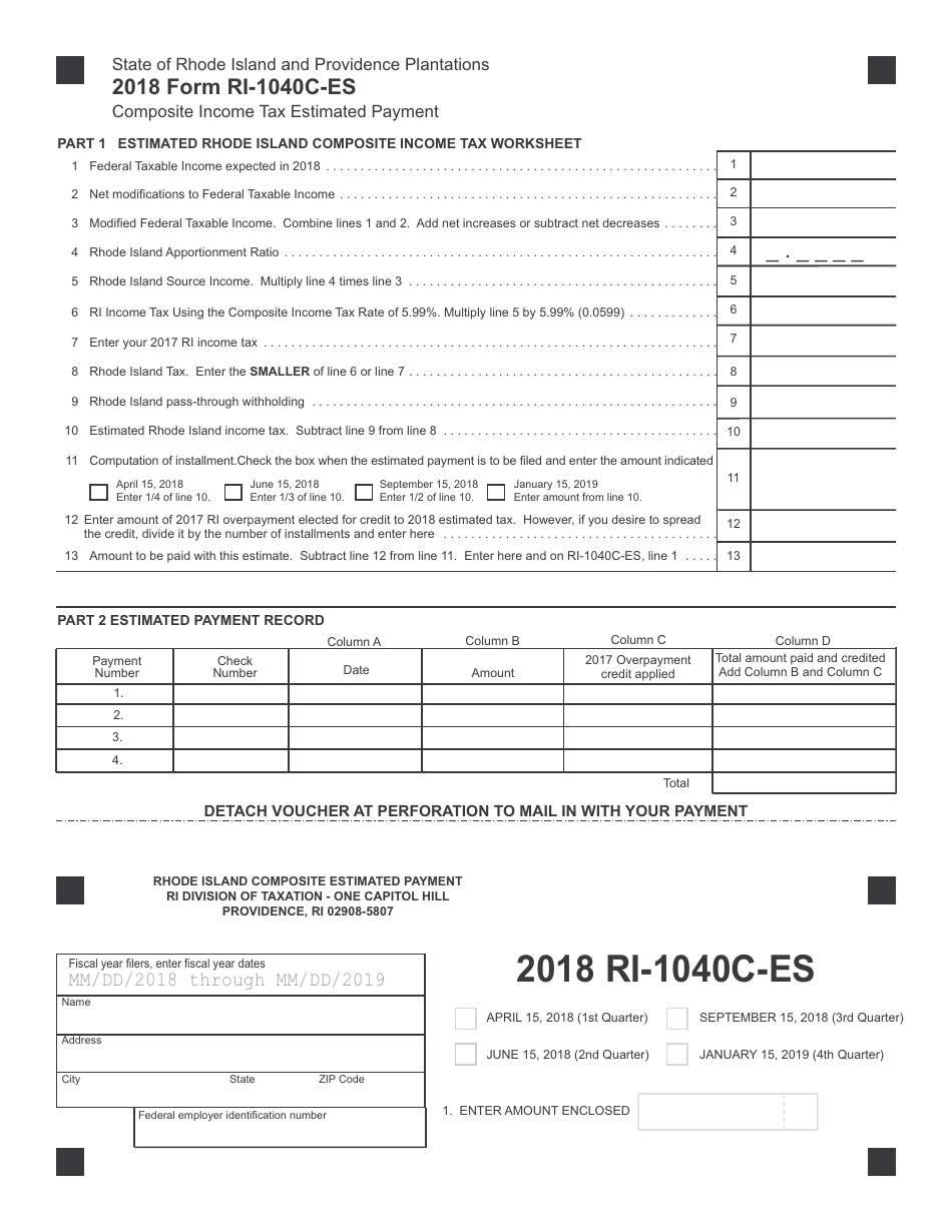 Form RI-1040C-ES Composite Estimated Tax Voucher - Rhode Island, Page 1