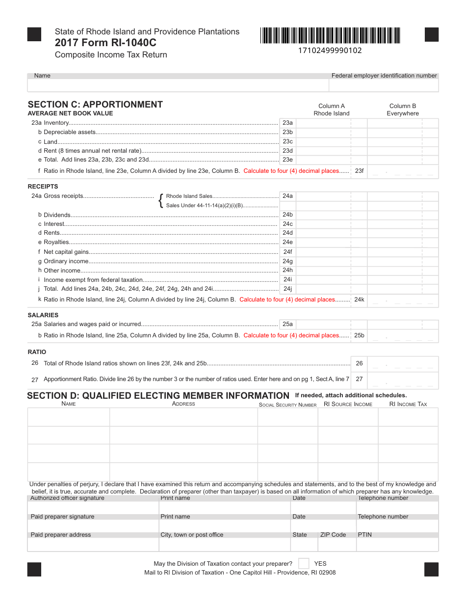 Form RI-1040C Composite Income Tax Return - Rhode Island, Page 2