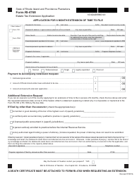 Document preview: Form RI-4768 Estate Tax Extension Application - Rhode Island