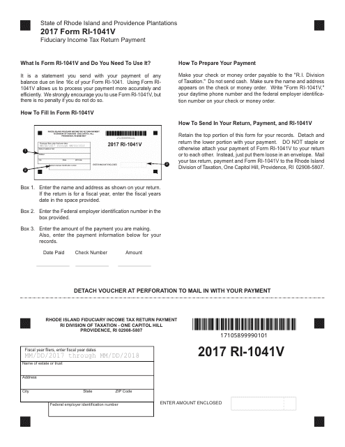Form RI-1041V 2017 Printable Pdf
